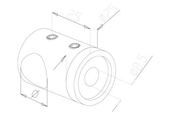 16mm Crossbar Holders - Model 2416 CAD Drawing